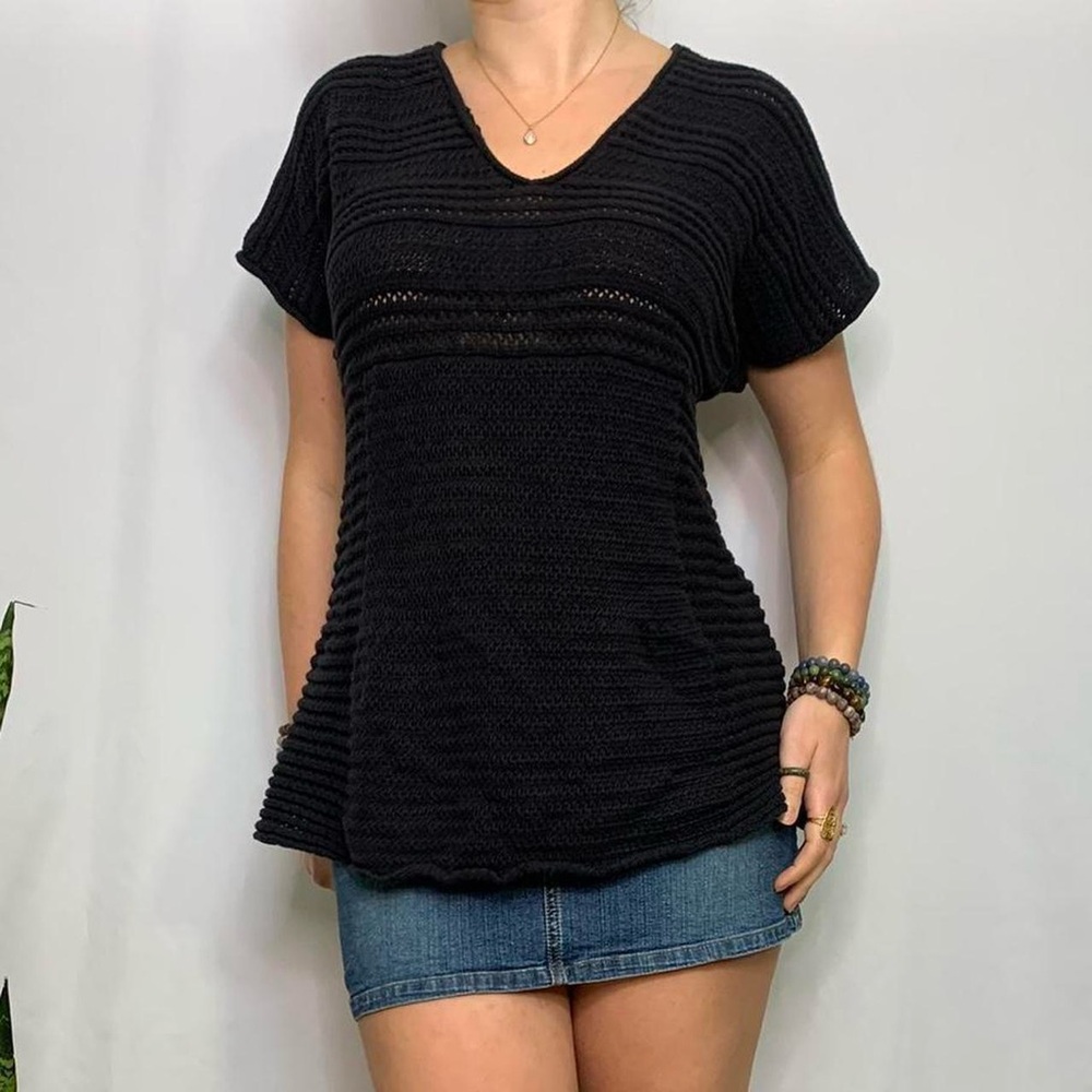 Calvin Klein Black Short Sleeve Knit Top